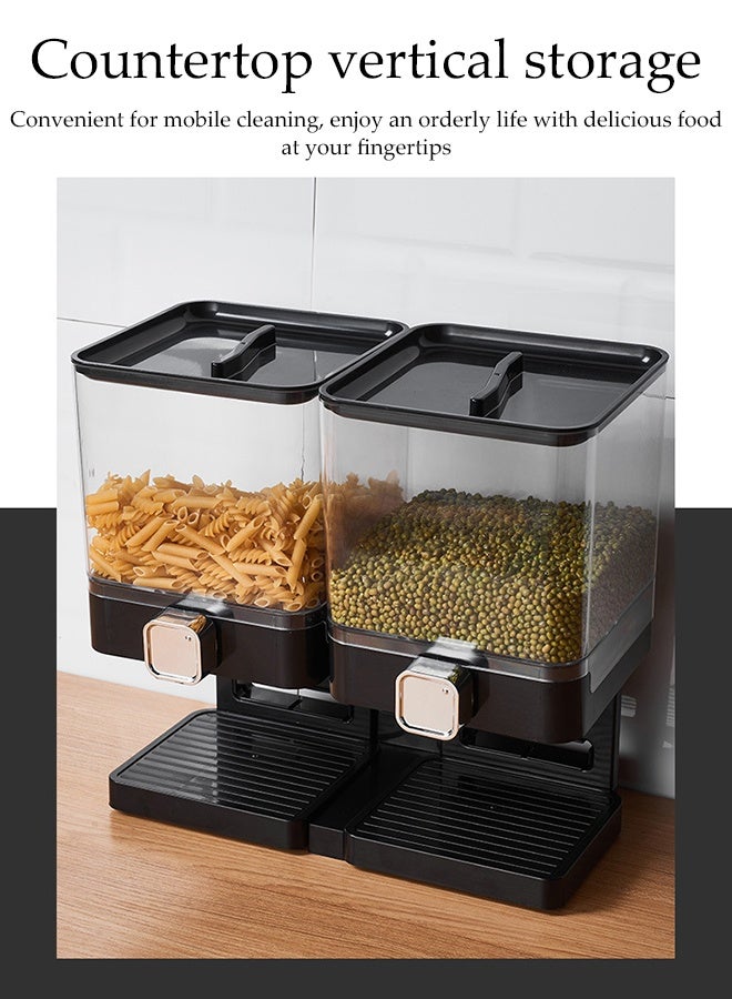 DUNISO موزع حبوب مزدوج، موزع جاف عمودي، حاويات تخزين وجبات خفيفة مزدوجة، منع الرطوبة والغبار، سهل الاستخدام، للمطعم، المنزل، المطبخ - Image 3