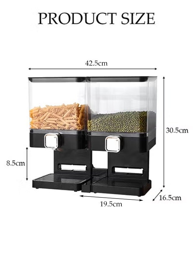 DUNISO موزع حبوب مزدوج، موزع جاف عمودي، حاويات تخزين وجبات خفيفة مزدوجة، منع الرطوبة والغبار، سهل الاستخدام، للمطعم، المنزل، المطبخ - Image 2