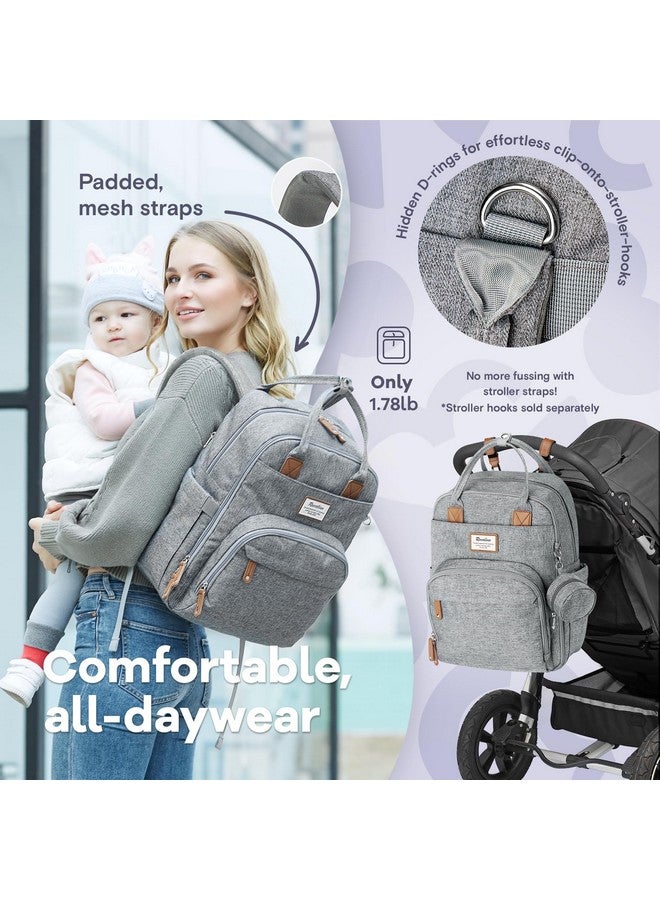 روفالينو حقيبة ظهر للحفاضات من روفالينو، حقيبة سفر متعددة الوظائف، حقائب تغيير حفاضات الأطفال، سعة كبيرة، مقاومة للماء، رمادية - Image 3