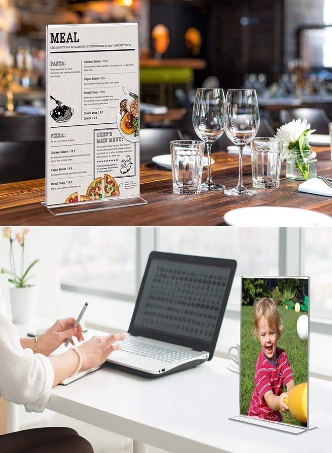 Shuban Acrylic Sign Holder Table Sign Holder Double Sided T Shape Clear Plastic Desktop Display Holder Vertical Menu Stand Sign Holders for School, Office, Hotel, Party (04 X 6 Inch -2Pcs) - Image 3