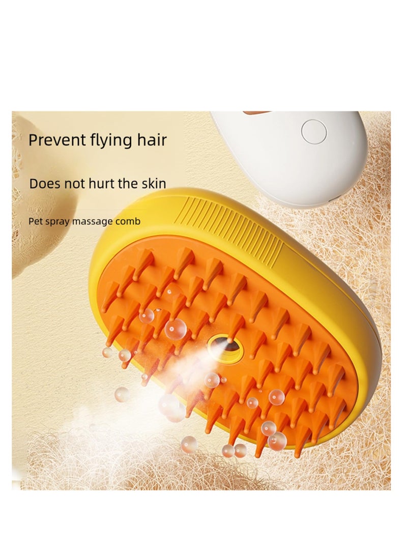 Excefore Cat Steam Brush, 3 In 1 Steamy Cat Brush, Cat Steamer Brush for Massage, Shedding, Spraying Cleaning, Multifunctional Cat Grooming Brush, Pet Hair Removal Tool Comb for Cats and Dogs, Yellow - Image 3
