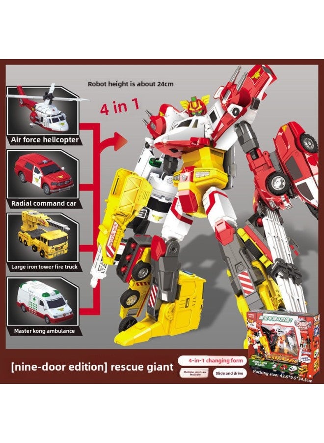 Genuine Kabao Car God Transforming Robot King Kong Reloading Rescue Special Police Creates Giant Fit Children's Toy-Color:Four-in-one - Image 1