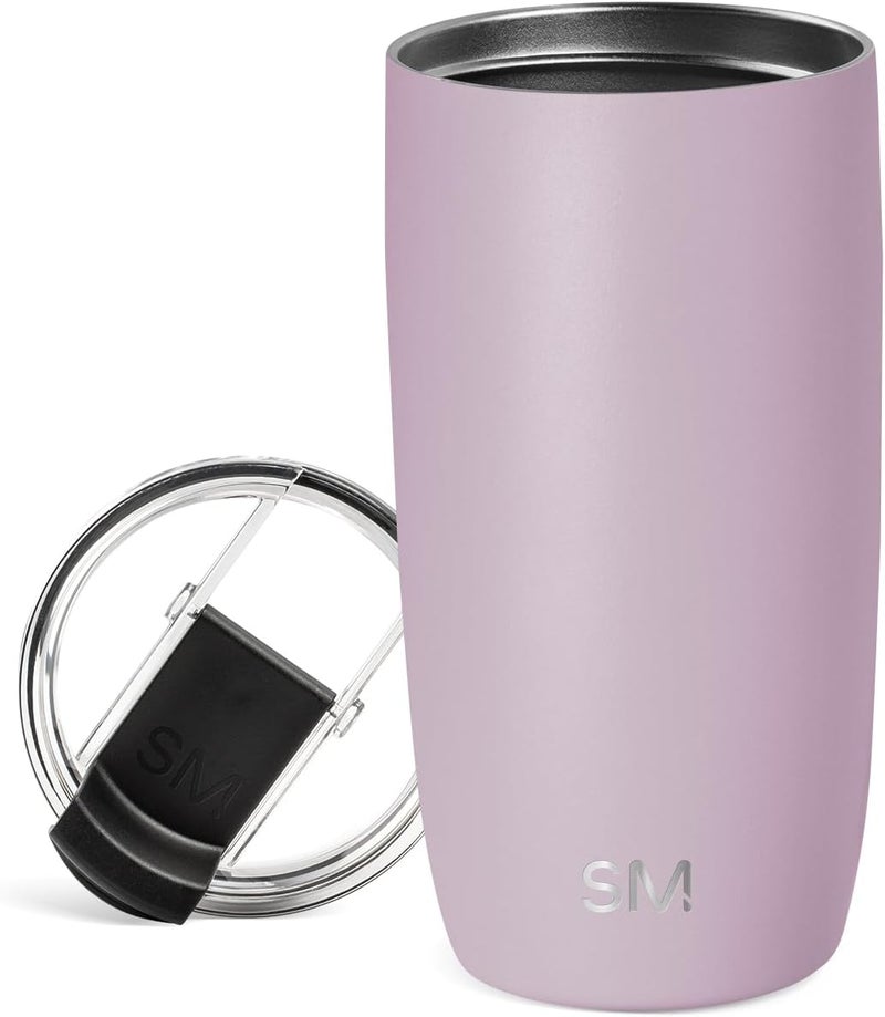 Travel Coffee Mug Tumbler with Flip Lid | Reusable Insulated Stainless Steel Cold Brew Iced Coffee Cup Thermos | Gifts for Women Men Him Her | Voyager Collection | 16oz | Lavender Mist - Image 1