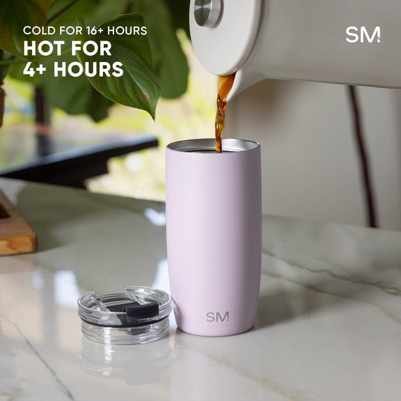 Travel Coffee Mug Tumbler with Flip Lid | Reusable Insulated Stainless Steel Cold Brew Iced Coffee Cup Thermos | Gifts for Women Men Him Her | Voyager Collection | 16oz | Lavender Mist - Image 5