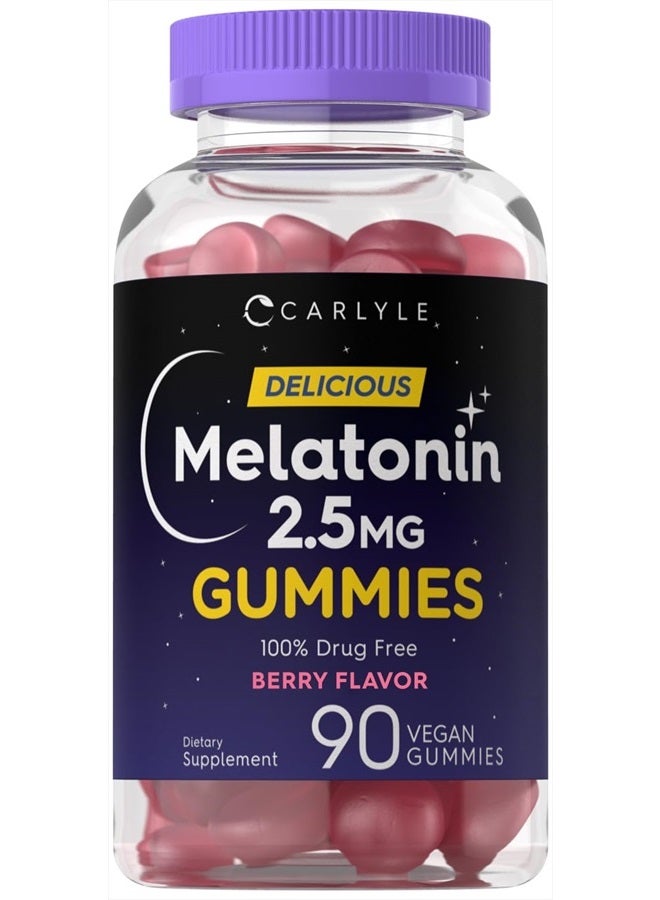 Carlyle مكملات الميلاتونين بنكهة التوت 2.5 ملغ | 90 حبة | حلوى نباتية، خالية من الكائنات المعدلة وراثيًا، خالية من الغلوتين - Image 1