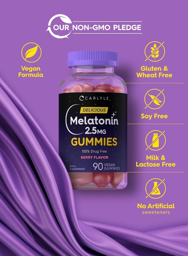 Carlyle مكملات الميلاتونين بنكهة التوت 2.5 ملغ | 90 حبة | حلوى نباتية، خالية من الكائنات المعدلة وراثيًا، خالية من الغلوتين - Image 5