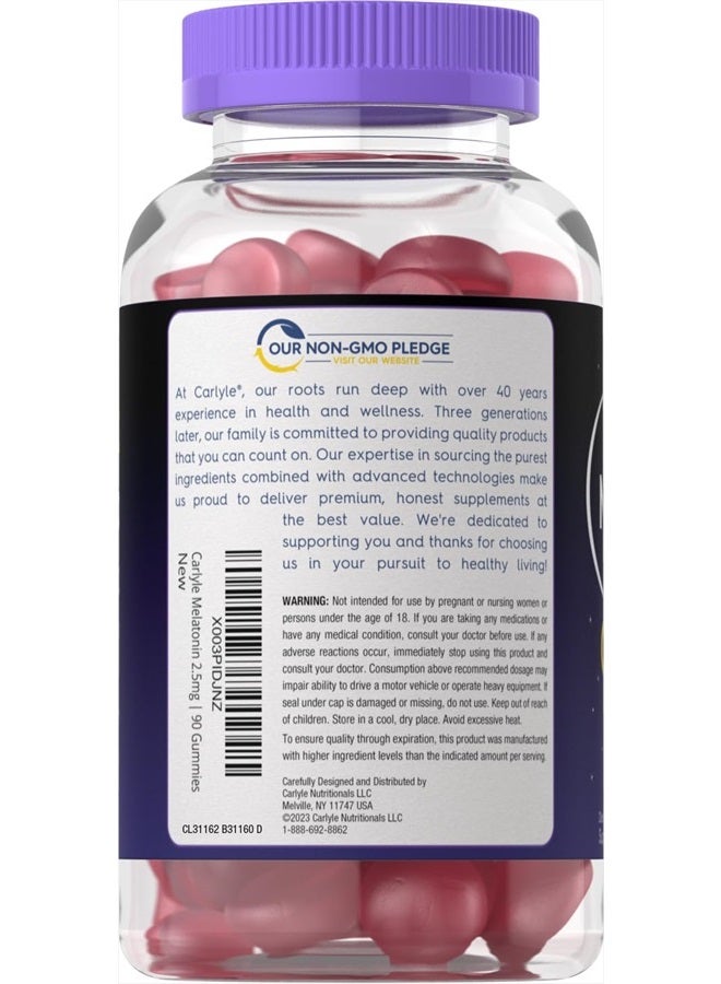 Carlyle مكملات الميلاتونين بنكهة التوت 2.5 ملغ | 90 حبة | حلوى نباتية، خالية من الكائنات المعدلة وراثيًا، خالية من الغلوتين - Image 3