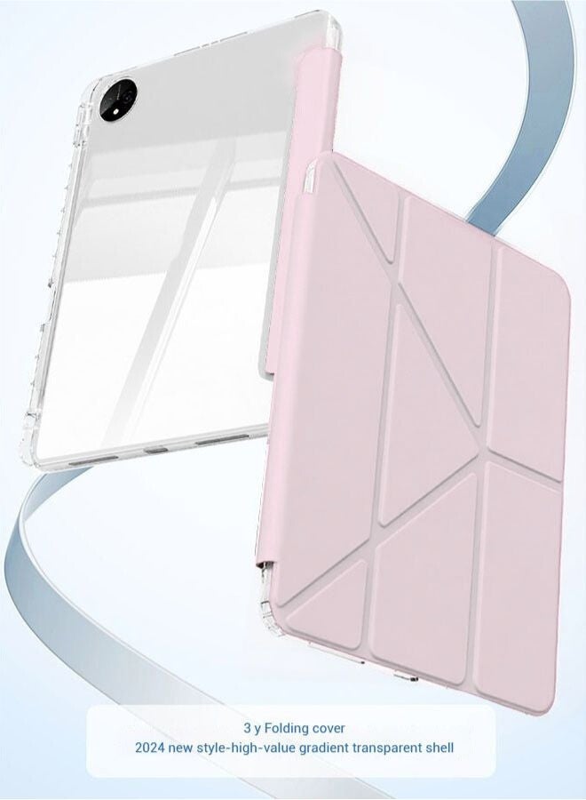 Honor Pad X9 Case With Pen Slot, Honor Tablet 11.5-Inch Cover, Shockproof Y Folding Stand, Transparent Tpu Protective Case,  Flip Cover Stand Smart Wake-Up/ AED 23 Gift Set Anti-Glare Protective Film - Pink - Image 5