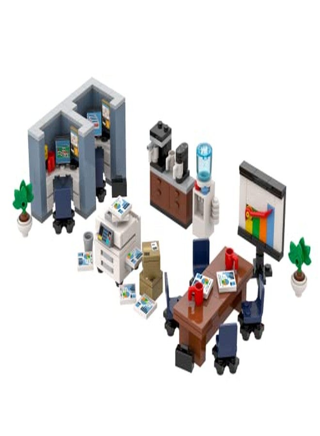 Brick Loot مجموعة بناء مكتب Brick Loot - 289 قطعة - مجموعة أثاث مصغرة مع مكاتب وكراسي وطاولات - للبالغين والأطفال من عمر 6 سنوات فما فوق - متوافقة مع Lego وMega Bloks والعلامات التجارية الكبرى - Image 2