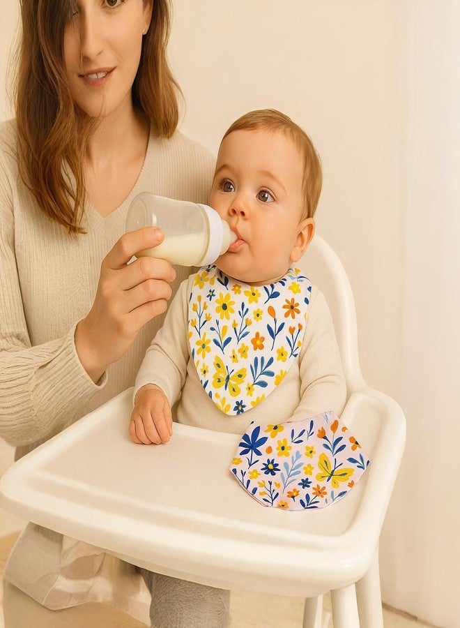 Adhigams Triangle cotton Baby Bibs for Food Feeding | Spill Resistance teething Bib | Lightweight & Absorbent skin Friendly, Washable for Newborn Baby Boys & Girls | Pack of 2 | 0-12Months - Image 3
