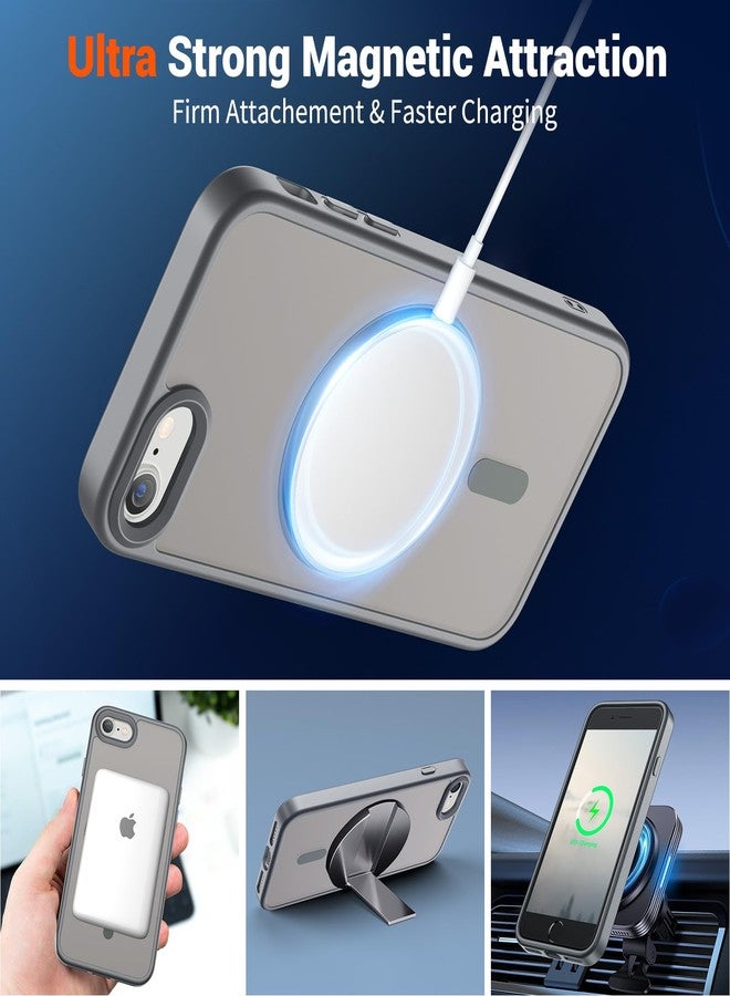 SUPFINE Magnetic for iPhone SE Case 2022 (3rd)/2020 (2nd), iPhone 8 Case (Compatible with MagSafe) (Military Grade Drop Protection) Slim Translucent Matte Phone Case, Gray - Image 5