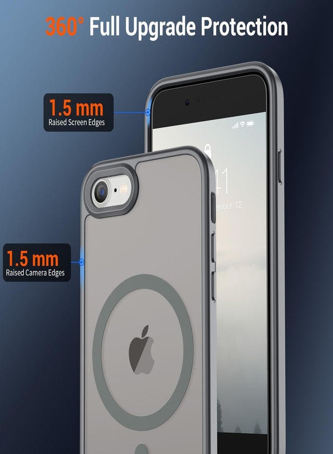 SUPFINE Magnetic for iPhone SE Case 2022 (3rd)/2020 (2nd), iPhone 8 Case (Compatible with MagSafe) (Military Grade Drop Protection) Slim Translucent Matte Phone Case, Gray - Image 4