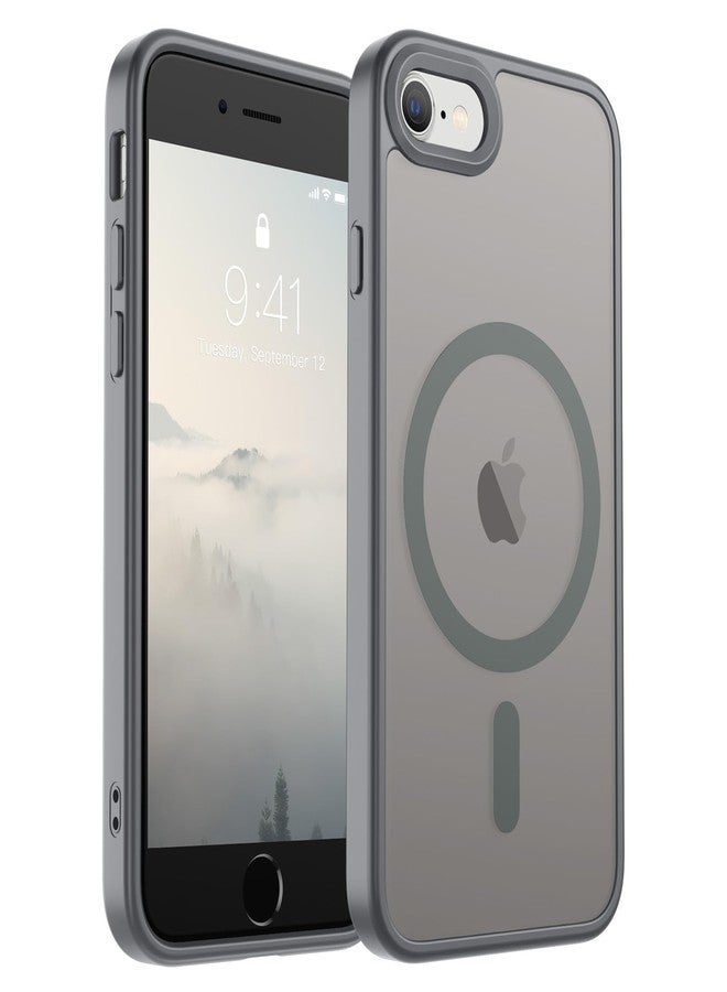 SUPFINE Magnetic for iPhone SE Case 2022 (3rd)/2020 (2nd), iPhone 8 Case (Compatible with MagSafe) (Military Grade Drop Protection) Slim Translucent Matte Phone Case, Gray - Image 1