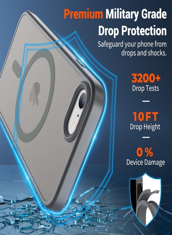 SUPFINE Magnetic for iPhone SE Case 2022 (3rd)/2020 (2nd), iPhone 8 Case (Compatible with MagSafe) (Military Grade Drop Protection) Slim Translucent Matte Phone Case, Gray - Image 3