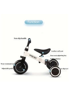 llwoo 4-in-1 Kids Balance Scooter – White & Black Multifunctional Ride-On Bike with Adjustable Handlebars, Durable Metal Frame & Training Wheels for Boys & Girls  - Image 4