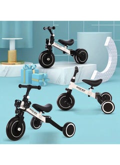 llwoo 4-in-1 Kids Balance Scooter – White & Black Multifunctional Ride-On Bike with Adjustable Handlebars, Durable Metal Frame & Training Wheels for Boys & Girls  - Image 2
