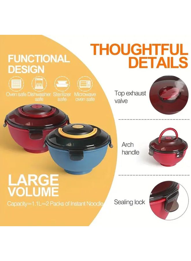 Blue Leak-Proof Microwave Oven Safe Noodle Bowl With Sealed Cover - Image 1