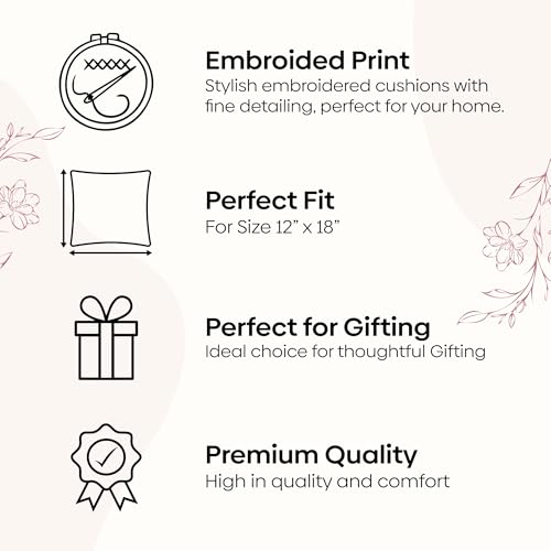 haus & kinder Decorative Embroidered Sham Cushion Cover Set of 1, Cotton Throw Pillow Cushion Cover 12x18 Inch for Sofa, Couch & Living Room Decor, Soft Breathable Rectangle Cushion Case - Image 5