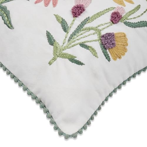 haus & kinder Decorative Embroidered Sham Cushion Cover Set of 1, Cotton Throw Pillow Cushion Cover 12x18 Inch for Sofa, Couch & Living Room Decor, Soft Breathable Rectangle Cushion Case - Image 3