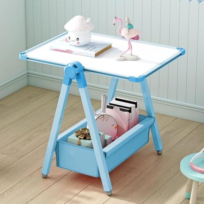 360° Rotation Magnetic Easel Whiteboard and Chalkboard, 45 * 60cm Height Adjustable Dry Erase Board with Storage Bag, Foldable Art Easel for Boys ＆ Girls Drawing, Doodling, Writing blue black - Image 5