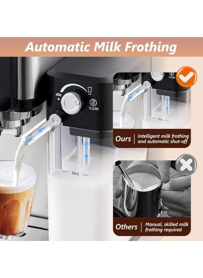 وترتر ماكينة قهوة Wtrtr One-Touch CoffeeHose، ماكينة إسبريسو، كابتشينو ولاتيه، خفاقة حليب أوتوماتيكية (ضمان لمدة عام واحد)، CM5383 (L) - Image 2