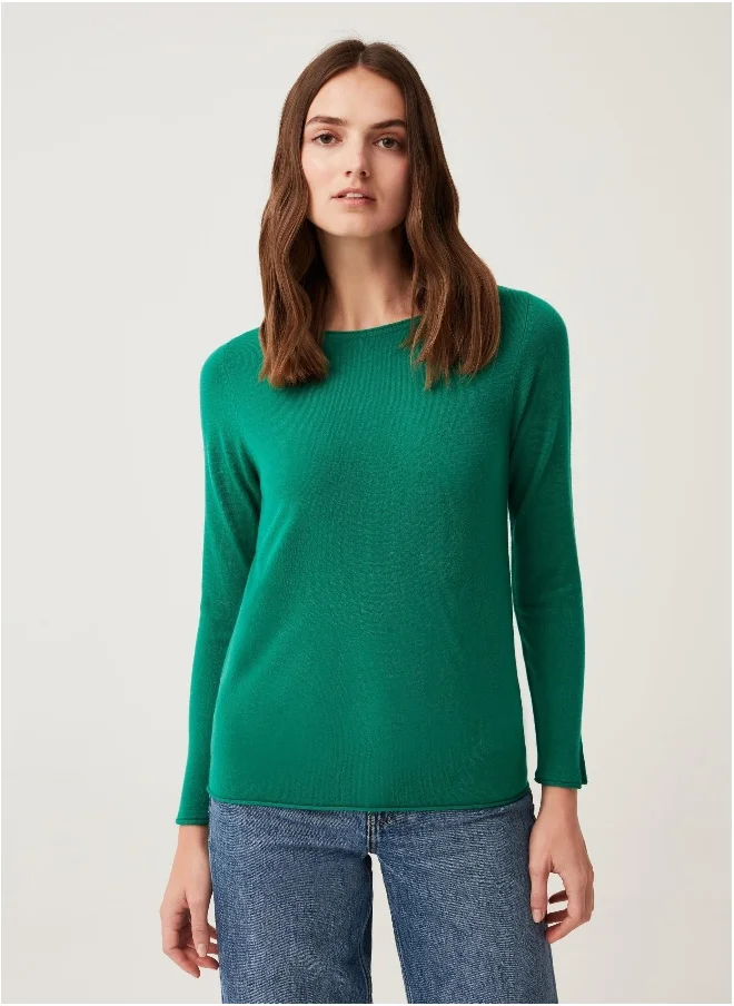 او في اس Ovs Womens Long-Sleeved Top With Small Splits
