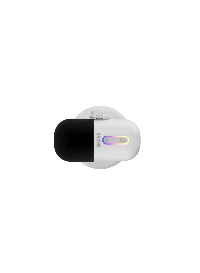MARVO MIC-08 Blast 50 RGB Streaming Microphone – Condenser Microphone with Real-Time Monitoring & Touch Controls (White) - Image 5