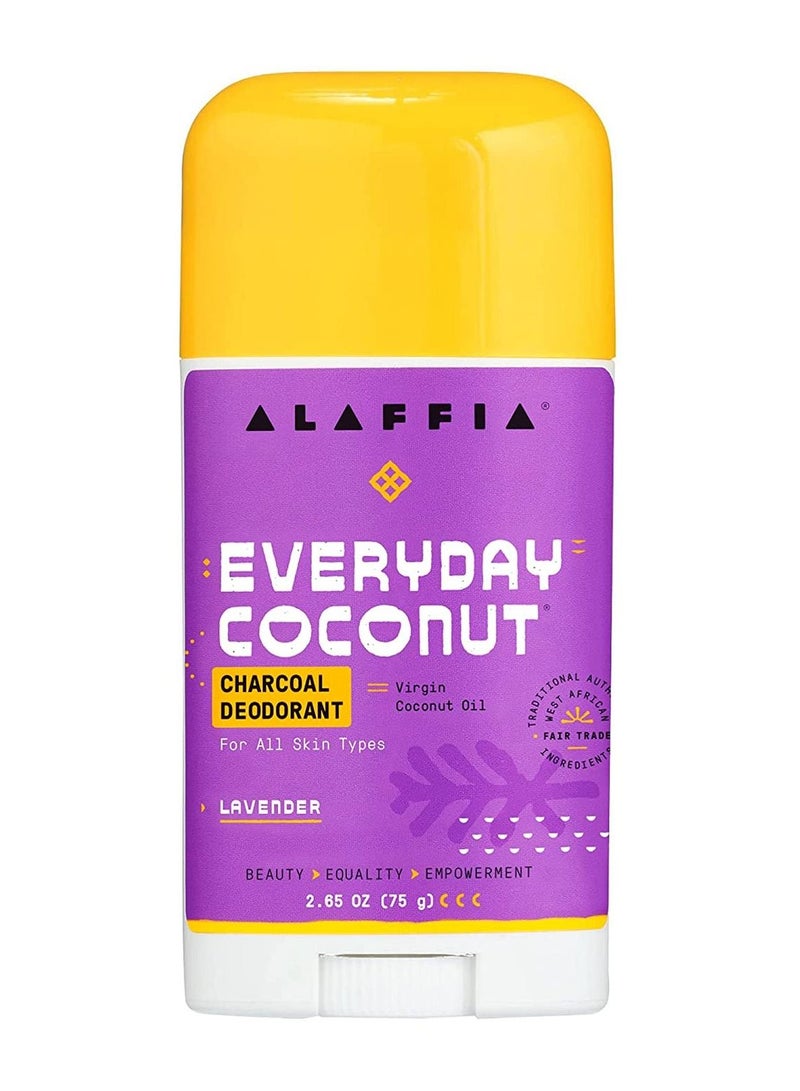 Alaffia Everyday Coconut Deodorant - Activated Charcoal, Odor Protection and Soothing Support from Shea Butter and Aloe Vera, Without Aluminum, Sulfates, or Parabens, Coconut Lavender