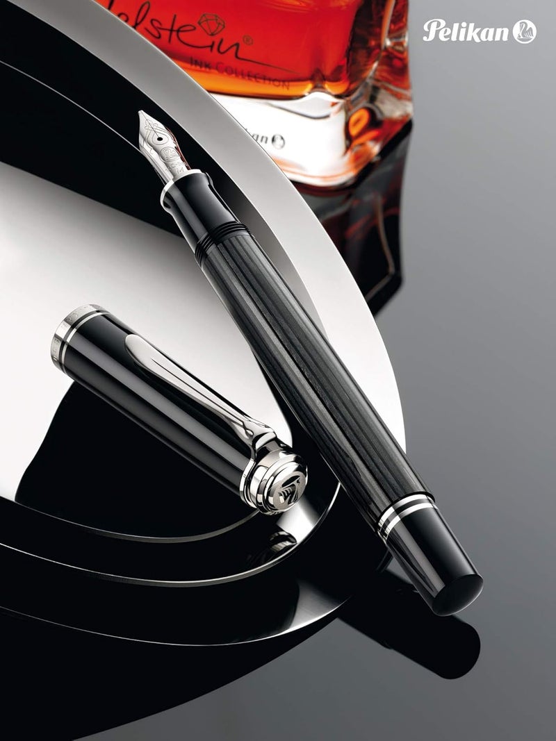 Pelikan Souvern M805 Stresemann Anthracite Stripes Fountain Pen Fine Nib Black 1 Each - Image 5