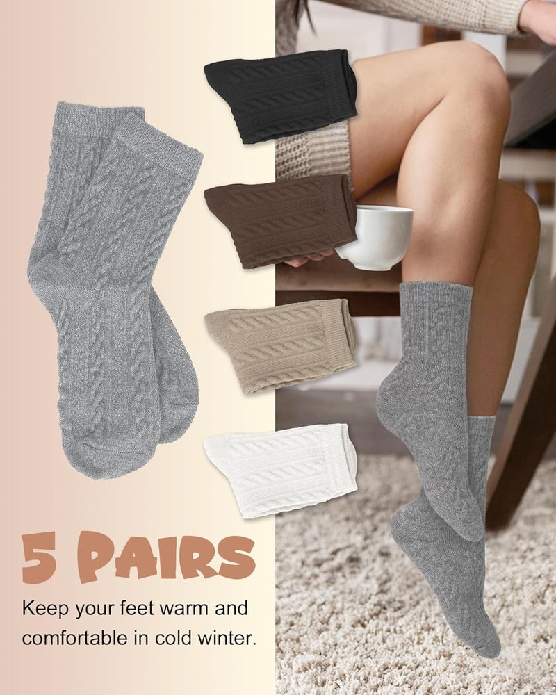 YSense Womens Wool Socks, Winter Boot Socks Stocking Stuffers Gifts for Women Men Warm Crew for Hiking - Image 4