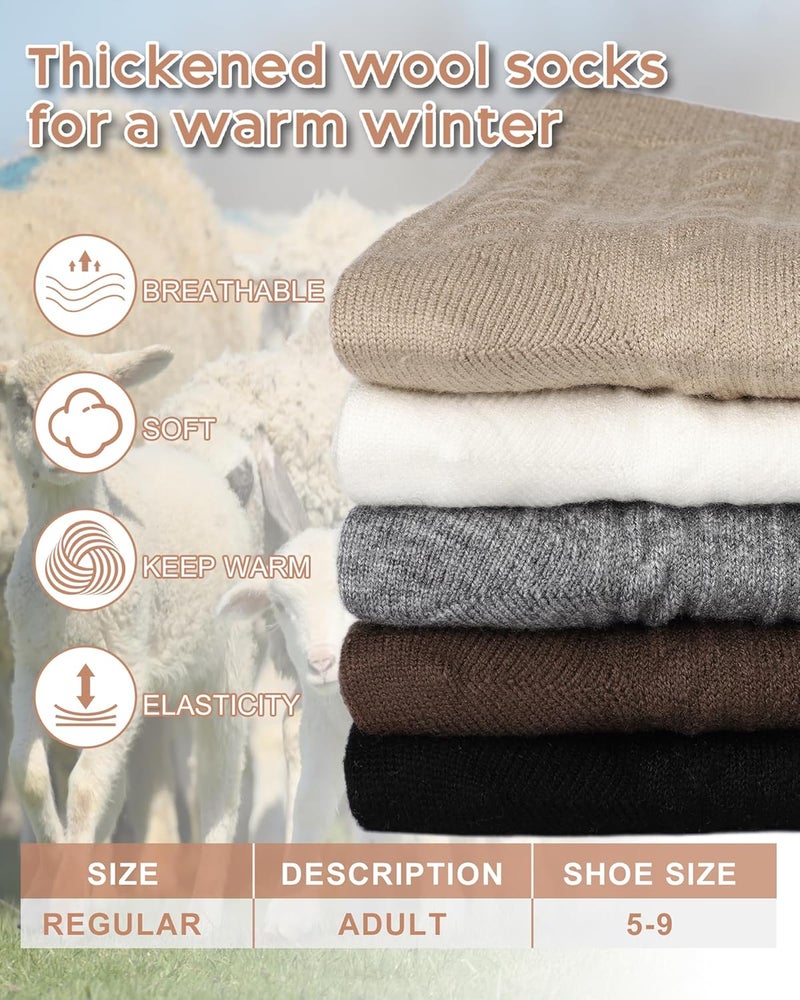 YSense Womens Wool Socks, Winter Boot Socks Stocking Stuffers Gifts for Women Men Warm Crew for Hiking - Image 3