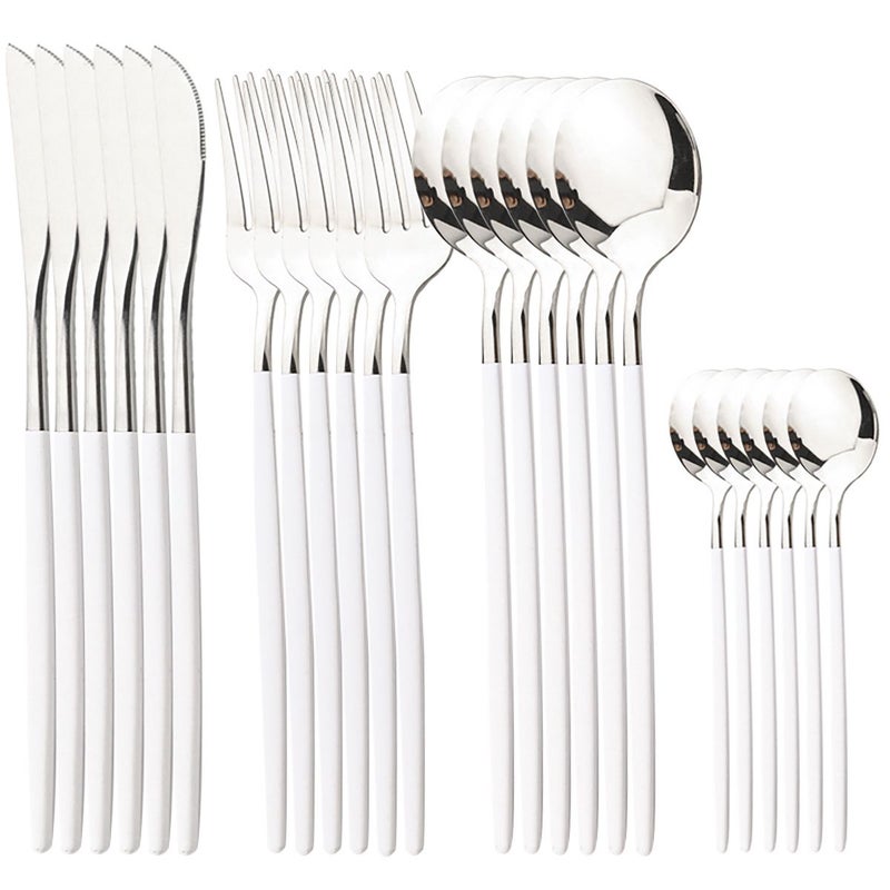 Stainless Steel Knife Fork Spoon Set 24 Pieces Western Style Dinnerware For Home Kitchen Tableware Dishwasher Safe - Image 1