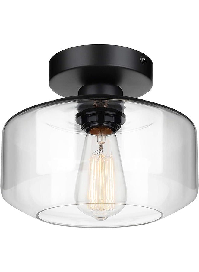 Loquat Industrial Semi Flush Mount Ceiling Light Clear Glass Pendant Lamp Shade Farmhouse Lighting for Hallway Vintage Hanging Light Fixtures - Image 2