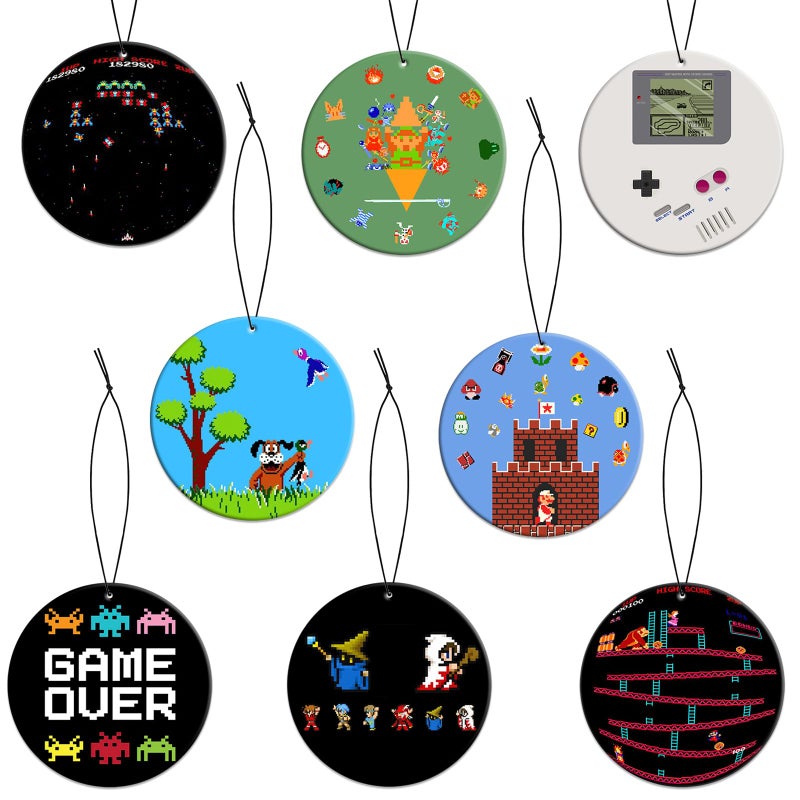 Pounchi Retro Video Game Car Air Freshener Cards 8 Pack Refreshing Ice Scent Cute Pixel Game Accessories for Car Interior Hanging Gift Rearview Pendant Supplies - Image 3