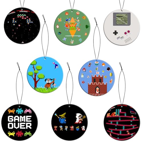 Pounchi Retro Video Game Car Air Freshener Cards 8 Pack Refreshing Ice Scent Cute Pixel Game Accessories for Car Interior Hanging Gift Rearview Pendant Supplies - Image 1