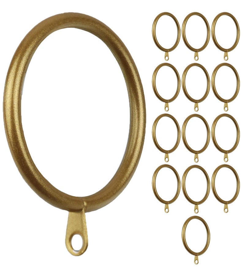 Meriville 14 pcs Gold 15Inch Inner Diameter Metal Curtain Rings with Eyelets Fits Up to 1 14Inch Rod