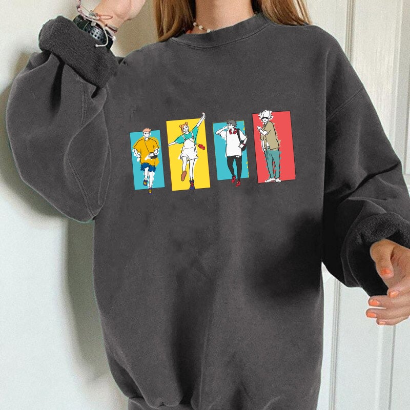 2021 Autumn Women'S Shirt New Animation Spell Back To War Shoulder Sleeve Sweater Pullover Long Sleeve - Image 5