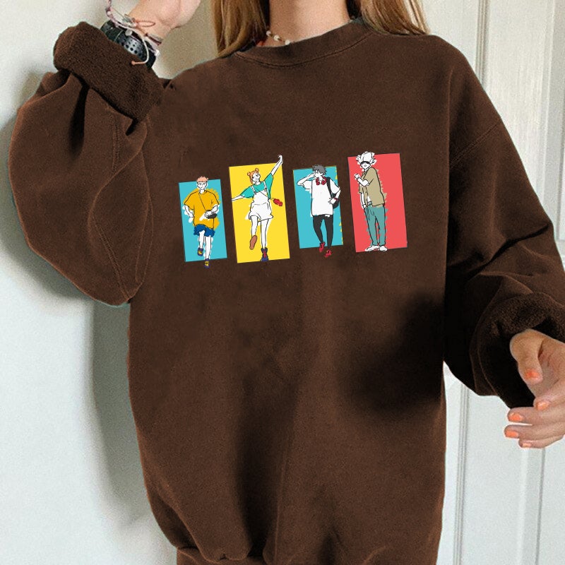 2021 Autumn Women'S Shirt New Animation Spell Back To War Shoulder Sleeve Sweater Pullover Long Sleeve - Image 4