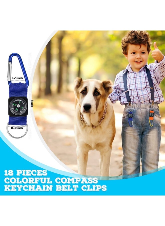 Kasyat - 36 Pieces Camping Party Favors 18 Pieces Colorful Compass Keychains Belt Clips And 18 Pieces Mini Flashlight Keychains For Adults Kids Toys Prizes - Image 1