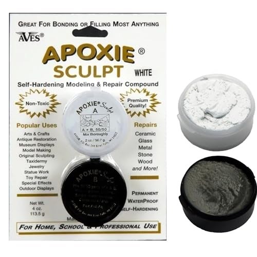 Aves Apoxie Sculpt - 2 Part Modeling Compound (A & B) - 1/4 Pound, Apoxie Sculpt for Sculpting, Modeling, Filling, Repairing, Easy to Use and Durable White/Stone White - Image 1
