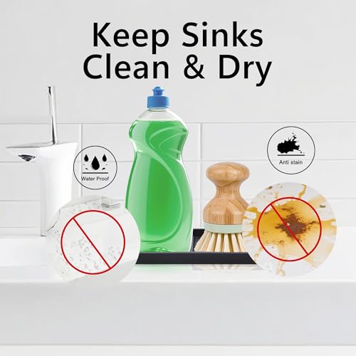 Mofason Silicone Sponge Holder Kitchen Sink Organizer Tray Dish Caddy Soap Dispenser, Scrubber Spoon Holder, Dishwashing Accessories (Black, 2 Pack) - Image 2