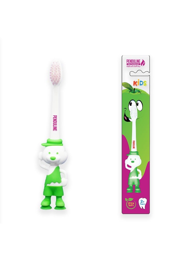 Penduline Kids Toothbrush | Ultra Soft | Green Color | Rubber base | Boy - Image 1
