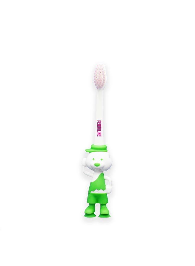 Penduline Kids Toothbrush | Ultra Soft | Green Color | Rubber base | Boy - Image 2