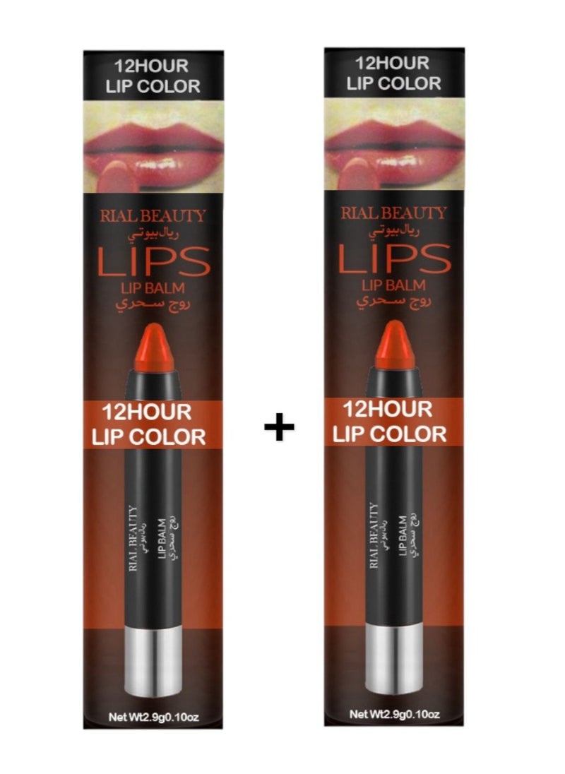 RIAL BEAUTY 2 PCS12HOUR LIP COLOR LIPS LIP BALM RED  - Image 1