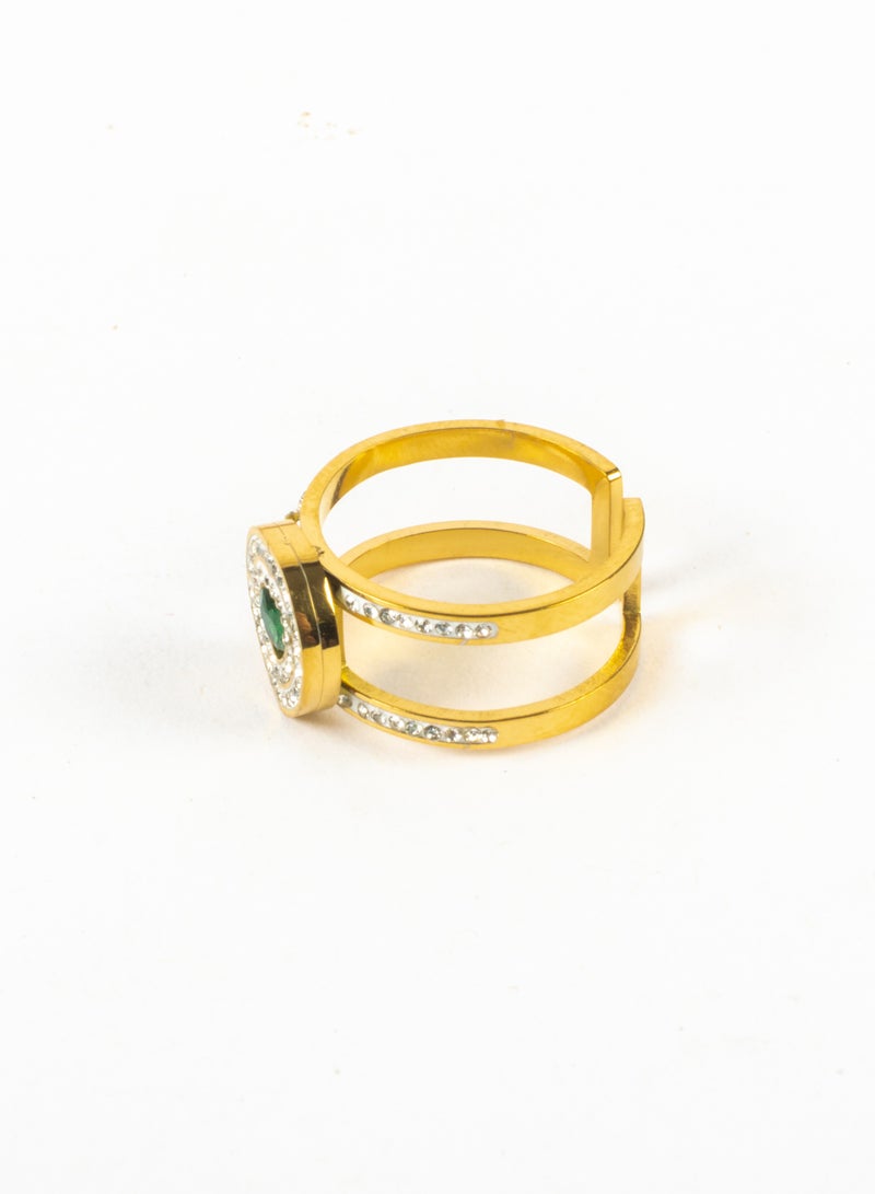 The Black Pearl Accessories Stainless Steel Free Size Zirconic Heart Ring  - Image 2
