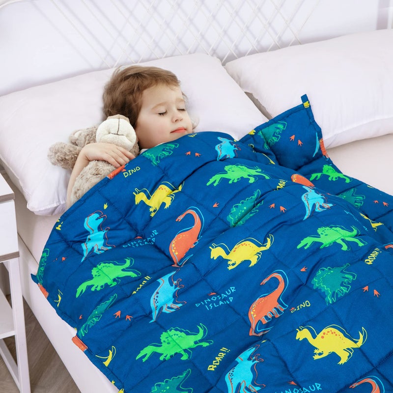 Kivik Weighted Blanket 3lbs Blue Dinosaur Weighted Blankets Cute Small Weighted Blankets 3 Pounds Washable Soft Heavy Blanket Throw for AllSeason 36x48 Inches Blue