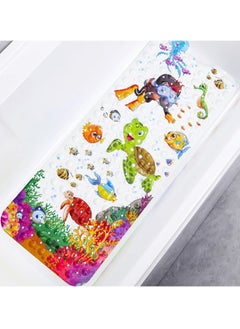 Baby Bath Mat for Tub for Kids, 40 X 16 Inch Non Slip Cartoon Bath Tub Shower Mat Anti Slip with Drain Holes and Suction Cups Machine Washable