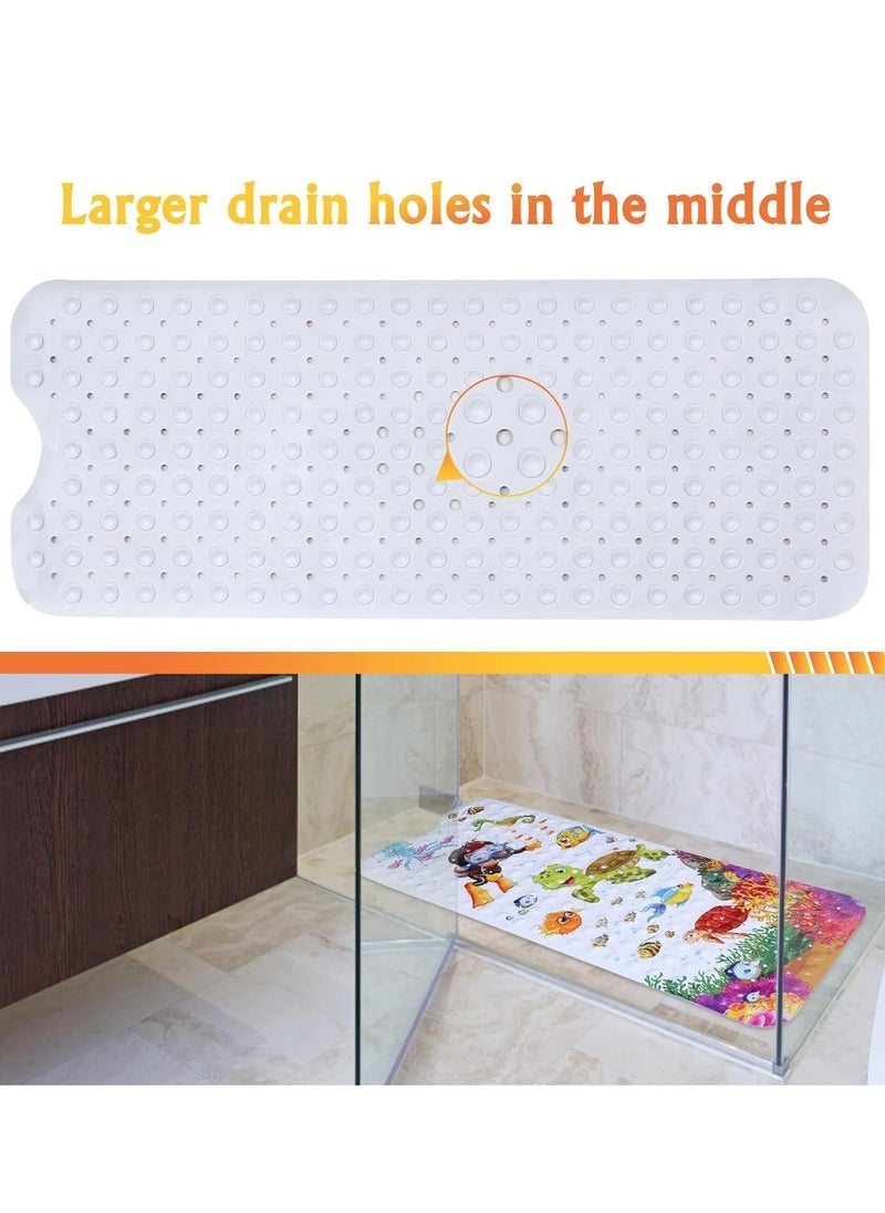 MIXDE - Baby Bath Mat for Tub for Kids, 40 X 16 Inch Non Slip Cartoon Bath Tub Shower Mat Anti Slip with Drain Holes and Suction Cups Machine Washable - Image 1