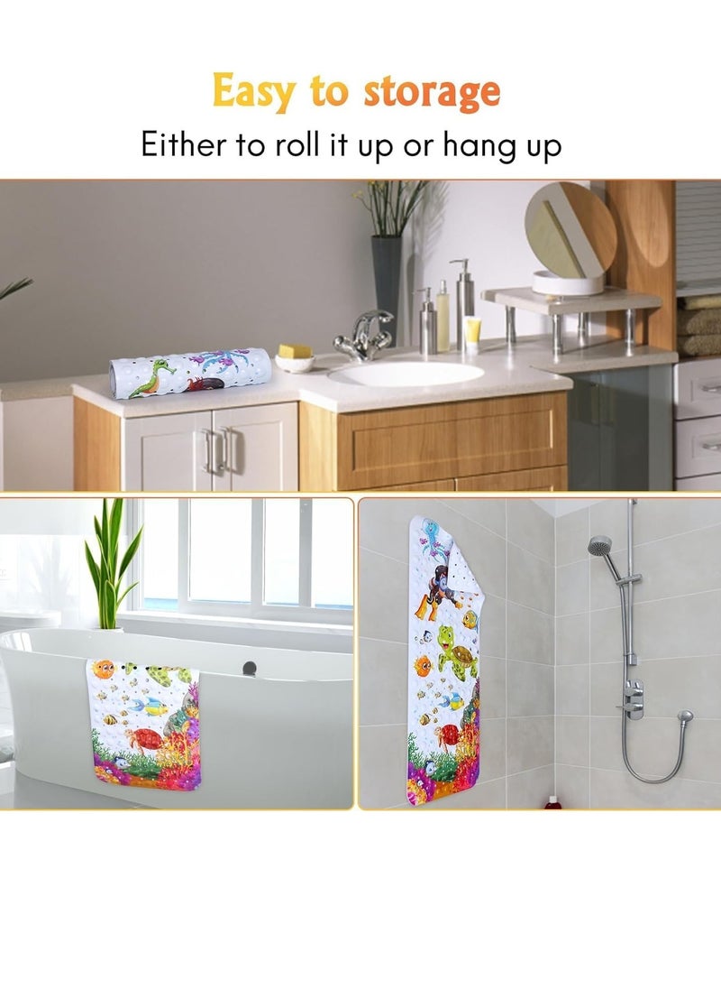 MIXDE - Baby Bath Mat for Tub for Kids, 40 X 16 Inch Non Slip Cartoon Bath Tub Shower Mat Anti Slip with Drain Holes and Suction Cups Machine Washable - Image 1