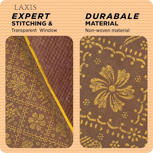 LAXIS® Non-Woven Single Saree Bags Transparent Saree Covers With Zip, For Storage, Wardrobe Organizer Saree Bags/Saree Covers Size-36x42x2 CM (Pack of 10, Golden Brown) - Image 4
